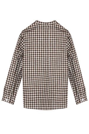 Camicia a quadri in cotone e lino marrone e bianco LITTLE BEAR KIDS | 3242QUADROMORO